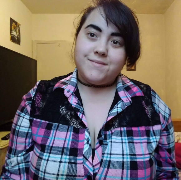 EYE CANDY! β€ Flannel Pink Top button down 2Xl - Picture 11 of 14